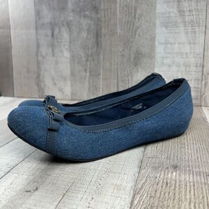 Michael Kors Girls' Big Kids Youth Flat Shoes Denim Ballet Slip On Blue Size 4